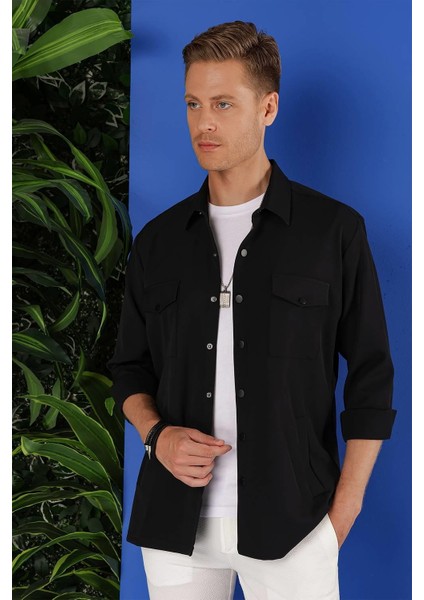 G 1534 Slim Fit Siyah Klasik Gömlek modelleri