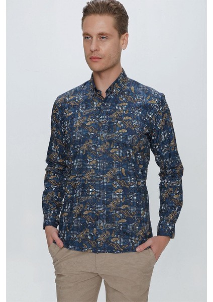 G 1531 Slim Fit Koyu Mavi Spor Gömlek fiyatları