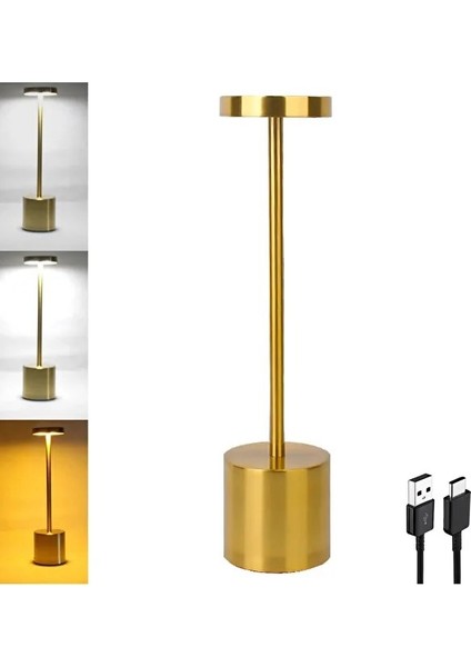 Şarjlı Masa Lambası Dimmerli Dekoratif Abajur Cata Sevilla Dokunmatik Sunum Lambası 3 Renk Işık Modu Gold modelleri