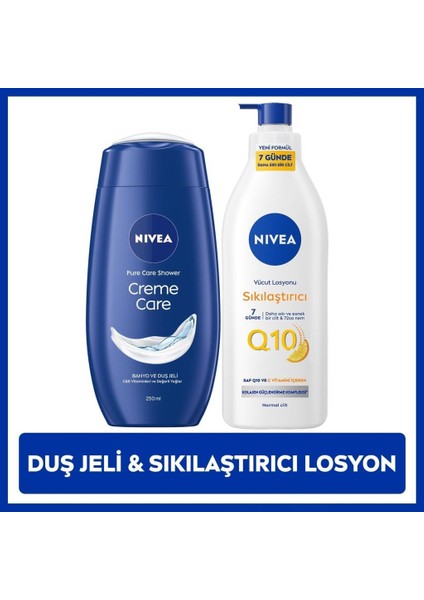 Creme Care Nemlendirici Duş Jeli 250ML ve Q10 Sıkılaştırıcı Vücut Bakım Losyonu 400ML, C Vitamini