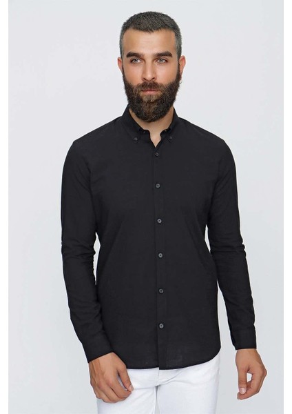 Gk 633 Siyah Klasik Gömlek modelleri