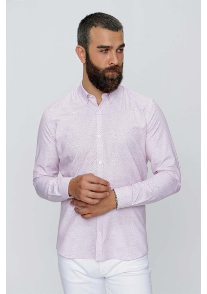 Gk 655 Beyaz-Bordo Klasik Gömlek fiyatları