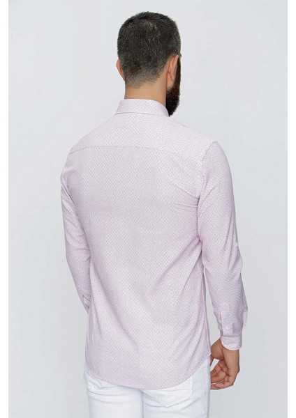 Gk 655 Beyaz-Bordo Klasik Gömlek fırsatları