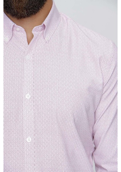 Gk 655 Beyaz-Bordo Klasik Gömlek indirimleri