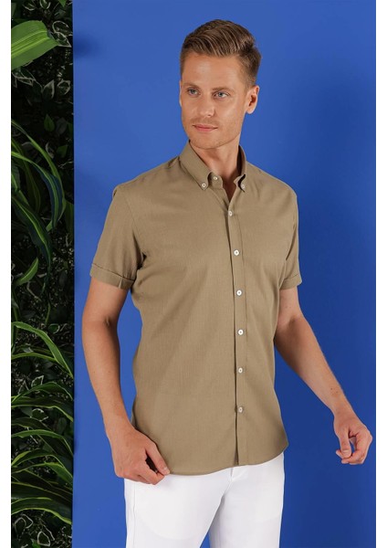G 1556 Slim Fit Haki Klasik Gömlek fiyatları