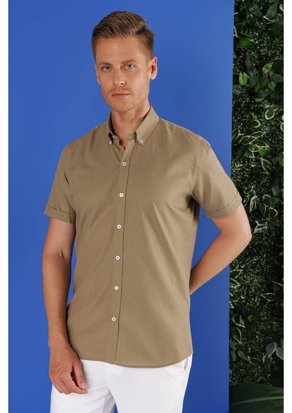 G 1556 Slim Fit Haki Klasik Gömlek indirimleri