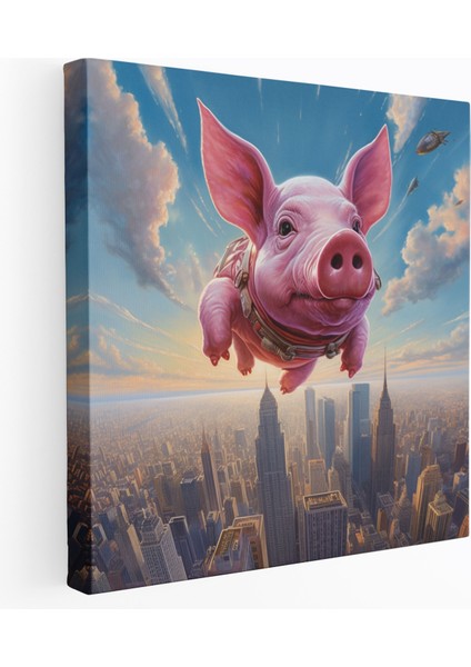 Pembe Floyd Duvar Sanatı - Gerçeküstü Uçan Domuz Kanvas Tablo - Pembe Floyd Kanvas Duvar Sanatı
