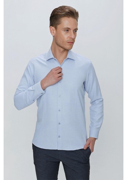 Gk 672 Slim Fit Mavi Klasik Gömlek modelleri