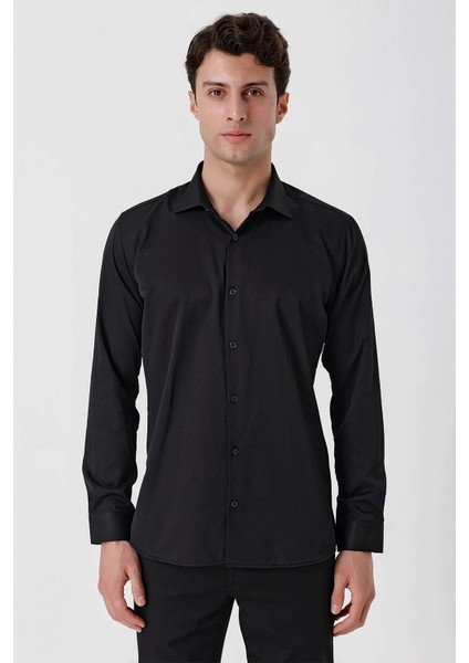 Gk 677 Slim Fit Siyah Altro Gömlek