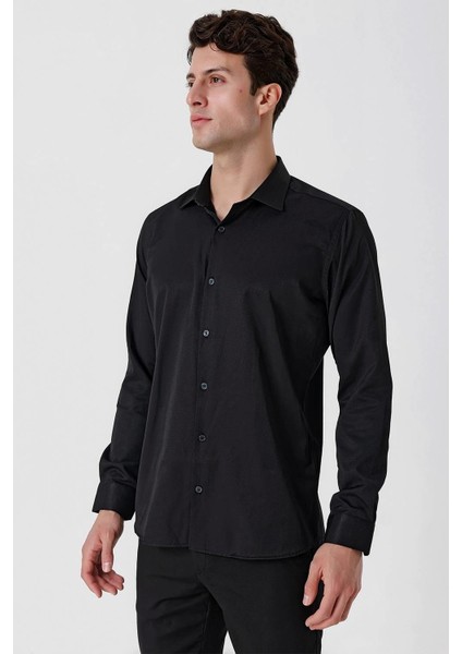 Gk 677 Slim Fit Siyah Altro Gömlek modelleri