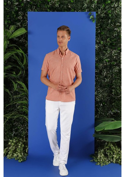 G 1556 Slim Fit Kiremit Klasik Gömlek