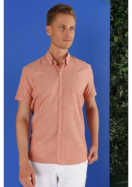 G 1556 Slim Fit Kiremit Klasik Gömlek fırsatları