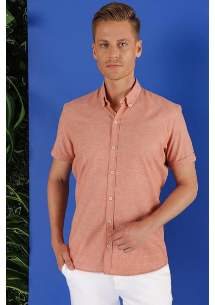 G 1556 Slim Fit Kiremit Klasik Gömlek indirimleri