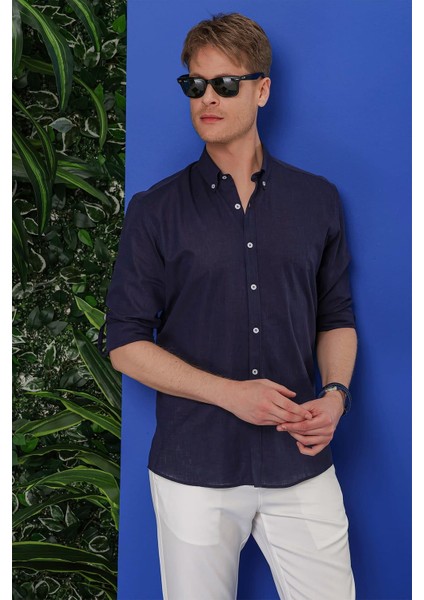 G 1554 Slim Fit Lacivert Klasik Gömlek fiyatları