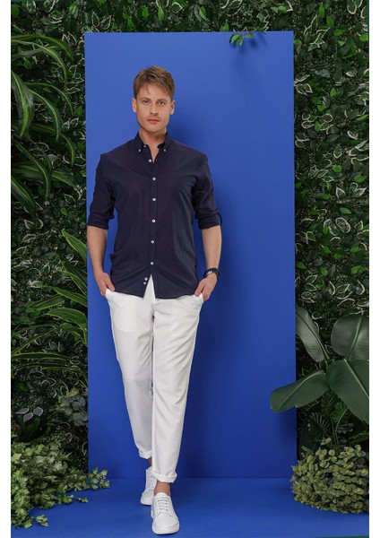 G 1554 Slim Fit Lacivert Klasik Gömlek indirimleri