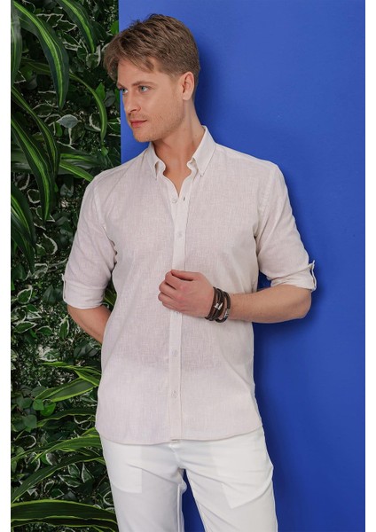 G 1554 Slim Fit Bej Klasik Gömlek modelleri
