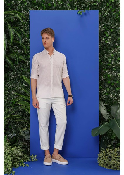 G 1554 Slim Fit Bej Klasik Gömlek indirimleri