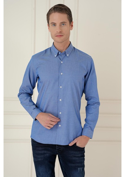 Gk 748 Slim Fit Koyu Mavi Klasik Gömlek modelleri