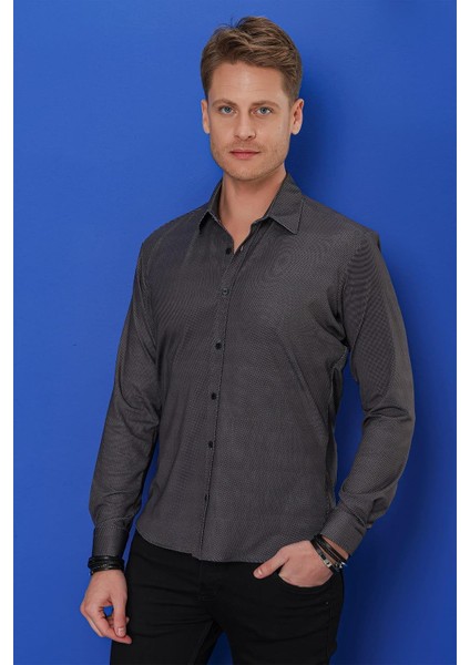 G 1524 Slim Fit Siyah Spor Gömlek