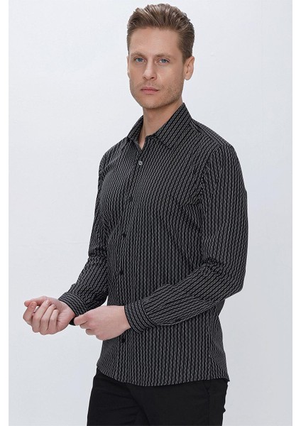 G 1519 Slim Fit Siyah Spor Gömlek