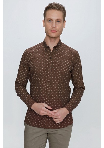 G 1518 Slim Fit Kahve Spor Gömlek fiyatları