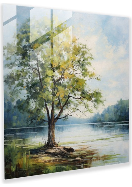 Hayat Ağacı Duvar Sanatı - Izlenimci Yağlı Boya Tablo - Ev Dekorasyonu - Sessizlik ve Huzur Temalı Yağlı Boya Tablo