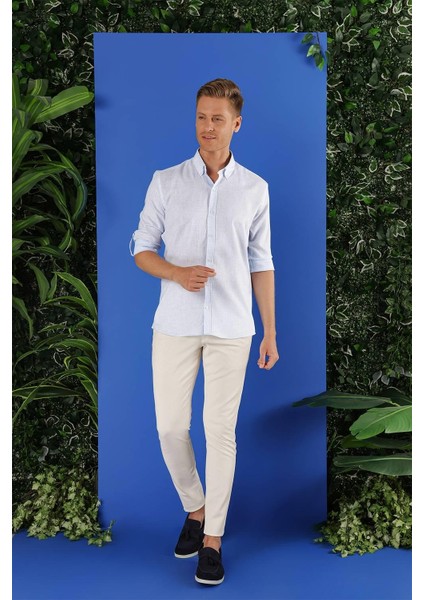 G 1555 Slim Fit Açık Mavi Klasik Gömlek
