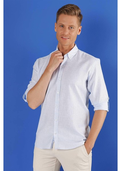 G 1555 Slim Fit Açık Mavi Klasik Gömlek modelleri