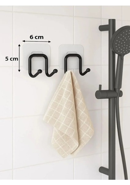 Güçlü Yapışkanlı 2 Adet Çift Kancalı Banyo Mutfak Askısı Metal Askılık Duvar Askı Organizer