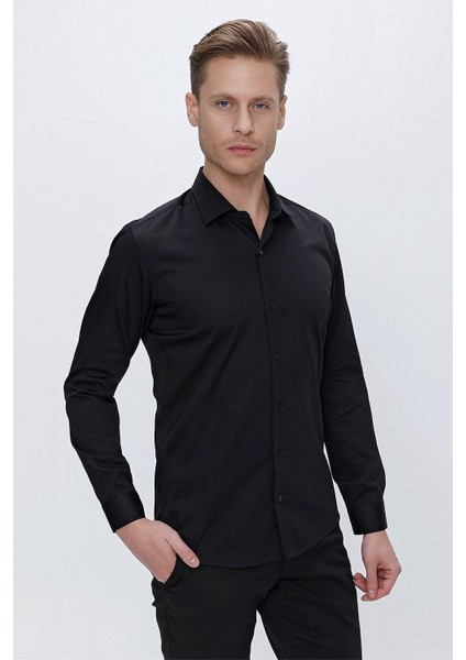 Gk 669 Slim Fit Siyah Klasik Gömlek fiyatları