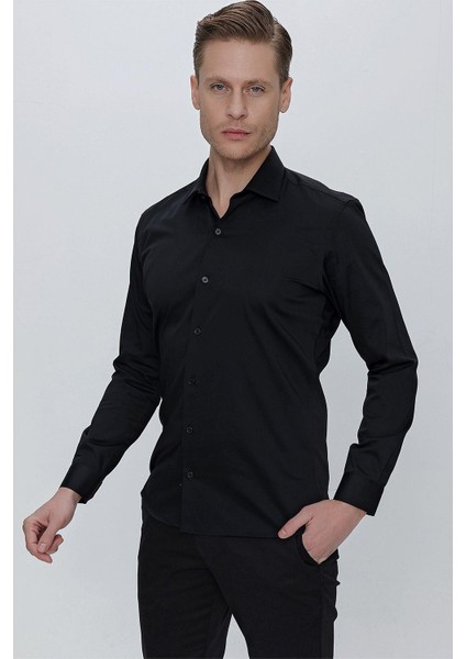 Gk 669 Slim Fit Siyah Klasik Gömlek indirimleri
