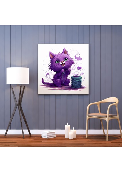 Yaramaz Mor Kedi Kanvas Tablo - Mor Kanvas Duvar Sanatı Yaramaz Mor Kedi modelleri