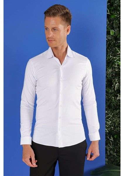Gk 690 Slim Fit Beyaz Klasik Gömlek fiyatları
