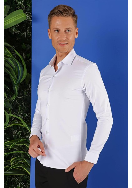 Gk 690 Slim Fit Beyaz Klasik Gömlek fırsatları