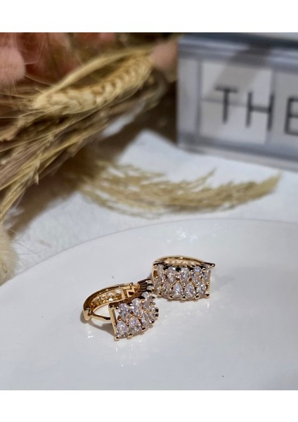 Altın Kaplama Çelik Zirkon Taşlı Modern Kadın Küpe fiyatları