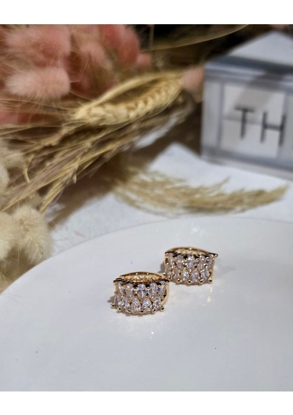 Altın Kaplama Çelik Zirkon Taşlı Modern Kadın Küpe modelleri