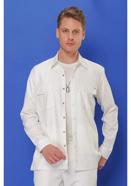 G 1534 Slim Fit Ekru Klasik Gömlek modelleri