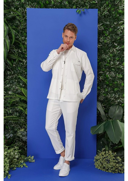 G 1534 Slim Fit Ekru Klasik Gömlek fırsatları