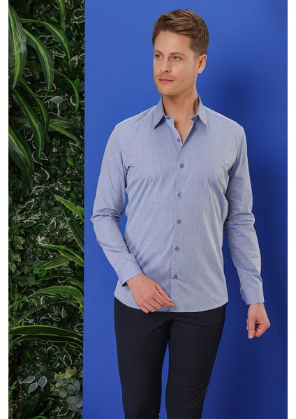 Gk 679 Slim Fit Koyu Mavi Klasik Gömlek modelleri