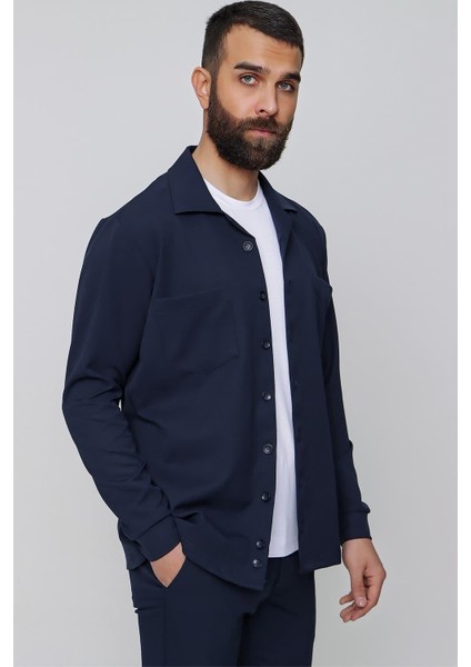 G 1484 Slim Fit Lacivert Spor Gömlek modelleri