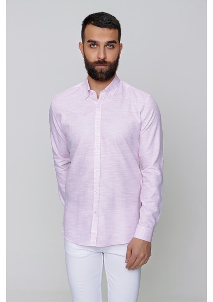 G 1489 Slim Fit Pembe Spor Gömlek
