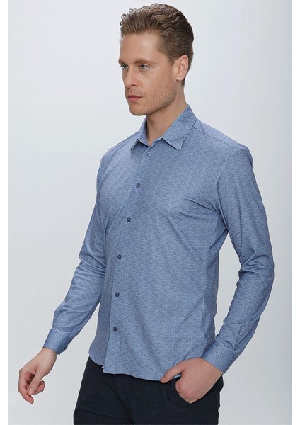 G 1523 Slim Fit Mavi Spor Gömlek modelleri