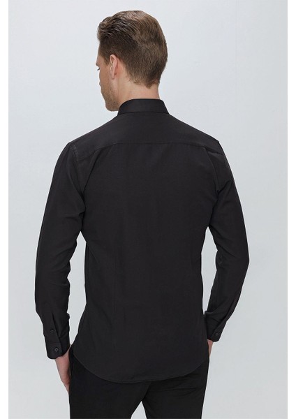 Gk 664 Slim Fit Siyah Klasik Gömlek fırsatları