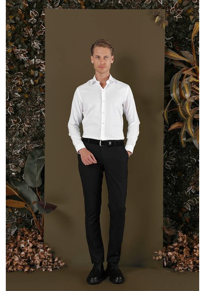Gk 701 Slim Fit Beyaz Klasik Gömlek