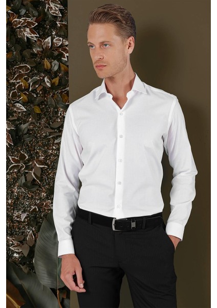 Gk 701 Slim Fit Beyaz Klasik Gömlek modelleri