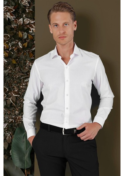 Gk 701 Slim Fit Beyaz Klasik Gömlek fırsatları
