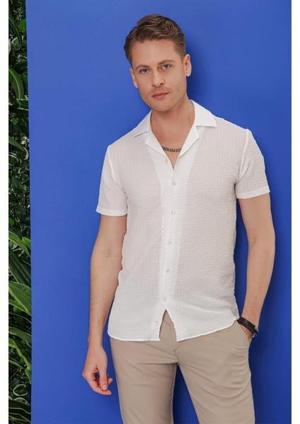 G 1536 Slim Fit Beyaz Klasik Gömlek