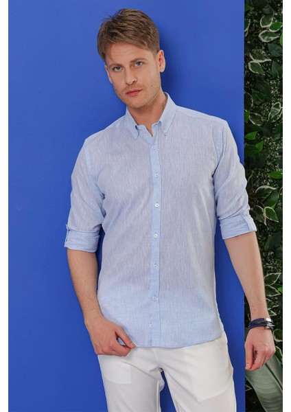 G 1554 Slim Fit Açık Mavi Klasik Gömlek
