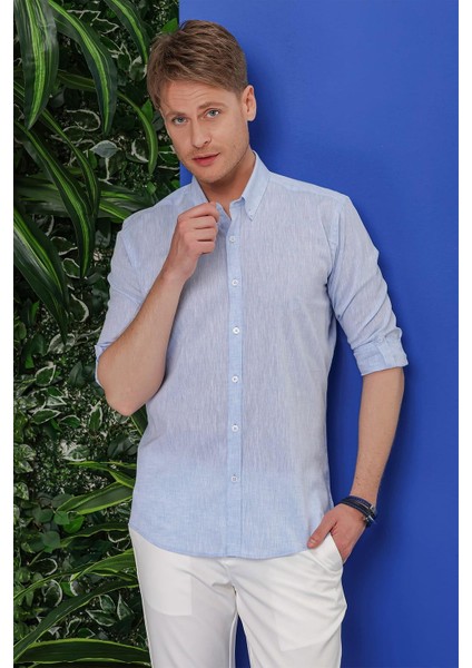 G 1554 Slim Fit Açık Mavi Klasik Gömlek modelleri