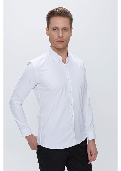 Gk 666 Slim Fit Beyaz Klasik Gömlek indirimleri